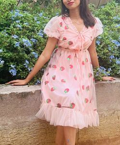 Madeforher Label Strawberry Dress, Worn Only Once