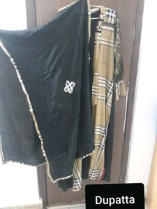 Designer Burberry print Kurti + Dupatta