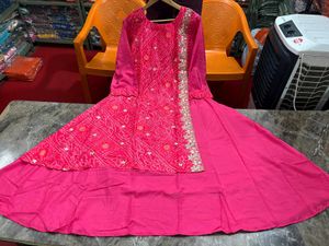 Pink Bandhani Kurta Set available in 3 color