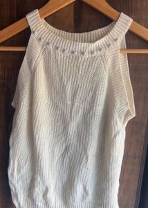 Cream Knit Sleeveless Top