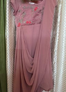 Elegant Mauve Dress with Embroidery