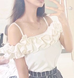 Cute Off Shoulder Frill Top