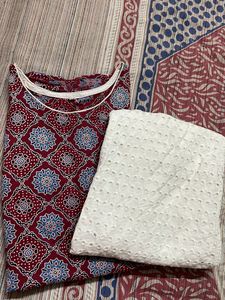 Printed Kurti with White Pants