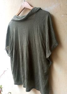 Korean Olive V-Neck Top Oversized (Women)