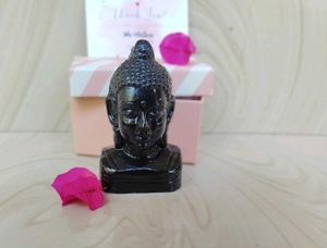 Serene Black Buddha Head Statue