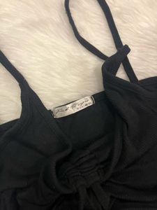 Black Ribbed Crop Top