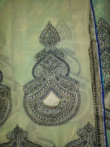 Elegant Turquoise &amp; Gold Indian Saree with Blouse
