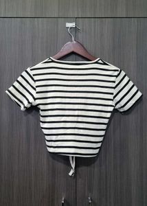 black and white stripes crop top