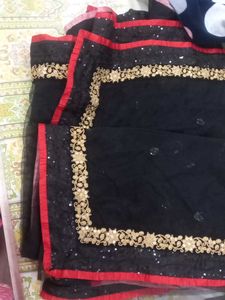 Black Net Saree