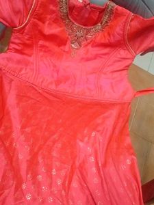 Coral Embellished Party Dress