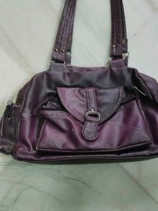 Purple Leather Satchel Bag