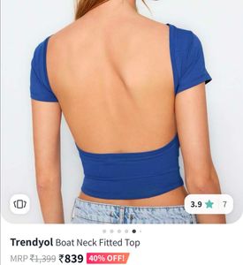 Blue Backless Cropped Top