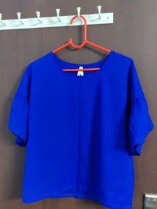 Blue Short Sleeve Blouse