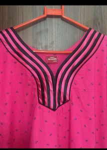 Pink Pure Cotton Printed Nighty