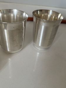 4  Bowls glass 2 plate all German silve