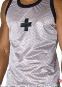 White Mesh Tank Top with Cross