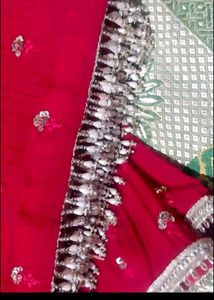 Red Embroidered Sharara Set