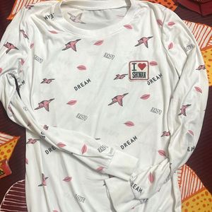 White Graphic Print Top