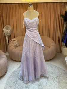 Lavender Lace &amp; Satin Formal Gown