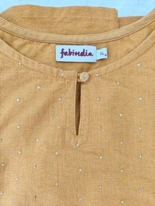 Mustard Embellished Kurta