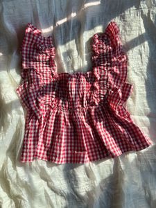 Red Gingham Crop Top