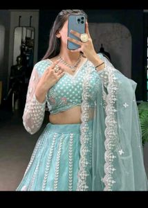 Elegant Blue Embroidered Lehenga