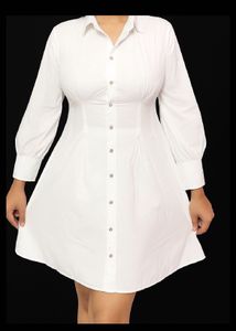 Fitted Y2k White Button-Down Mini Dress