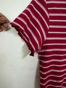 Striped Dark Pink Crop Top