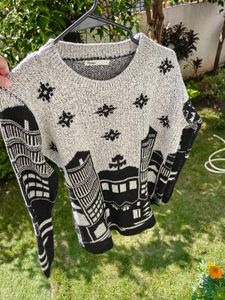 Unique Graphic Knit Sweater