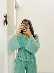 Green Plisse Co-ord Set