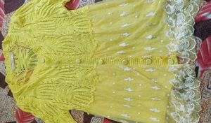 Yellow Knit Button-Down Top