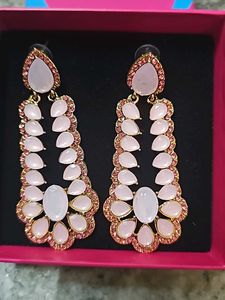 Pink Stone Dangle Earrings