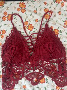 Red Lace Crop Top
