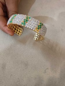 Elegant Emerald & Diamond Cuff Bracelet