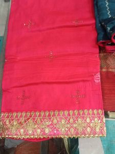 Pink &amp; Blue Dress Material