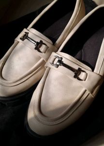 Elegant Beige Loafers with Metal Detail