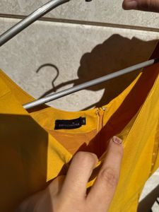 Beautiful Mustard Dress With Net Detail