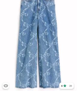 Printed Wide Leg Jeans