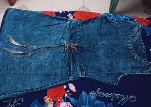 Denim Frock with Lace-Up Detail