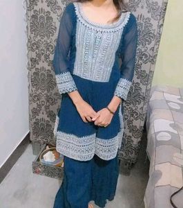 Womens Navy Blue Sharara Set.