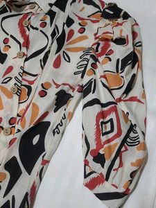 Abstract Print Button-Down Top