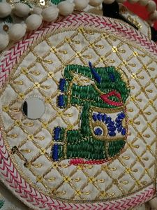 Embroidered Elephant Crossbody Bag