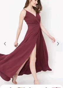 Berrylish Flared Maxi Dress With A Slit.