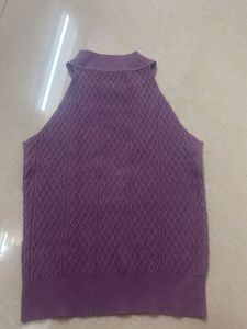 Chic Purple Knit Halter Top