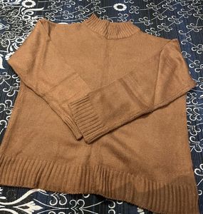 Brown Knit Turtleneck Sweater