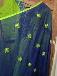Green Embroidered Kurti With Dupatta