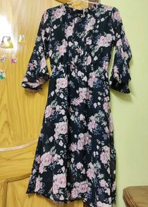 Women Fit and Flare Multicolour Below Knee Dress