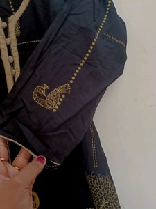 Black Kurti  With 3/4 Sleeves