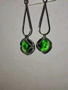 Green Teardrop Dangle Earrings