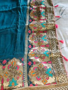 Beautiful Sea Green Colour Sari With Blouse
